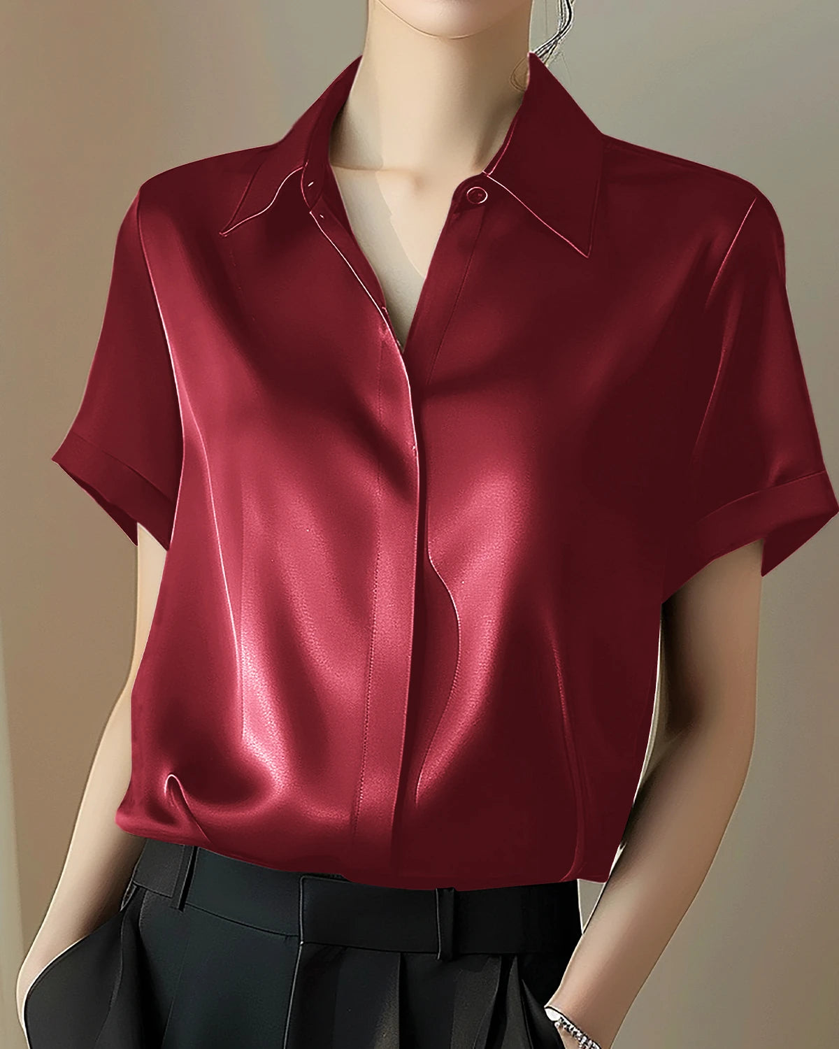 Classic Concealed Silk Shirt