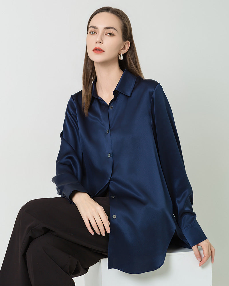 Oversized Button Up Silk Shirt