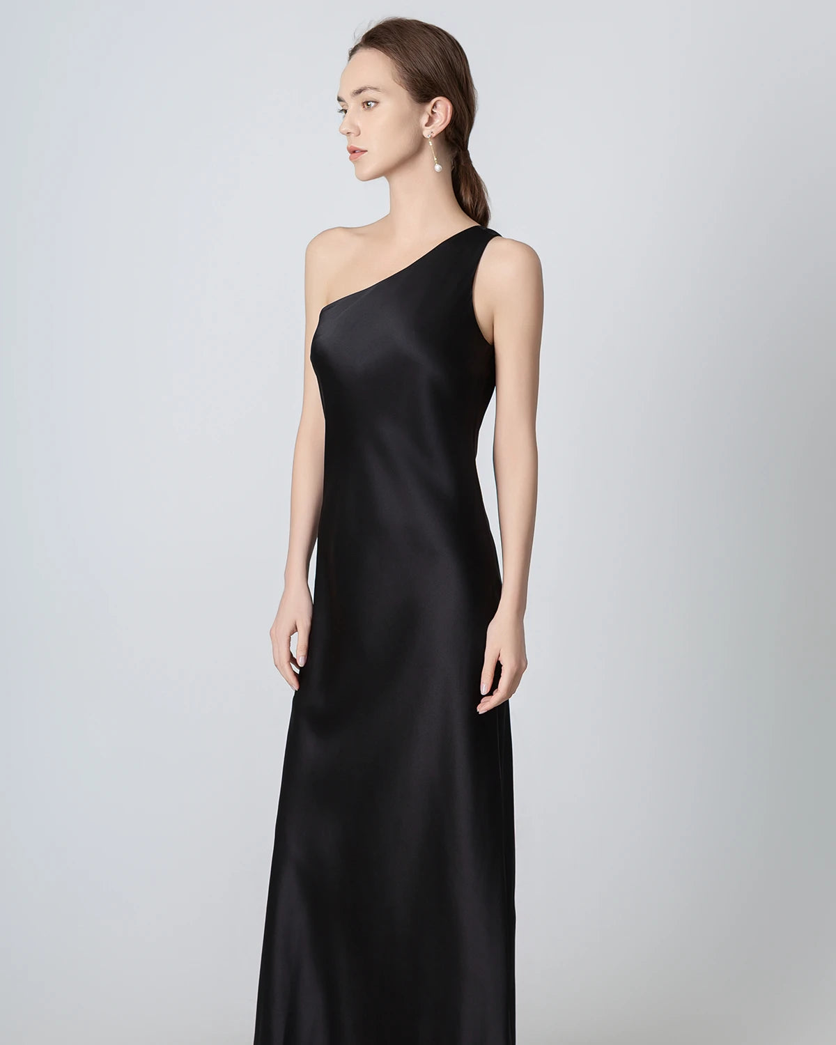 One Shoulder Maxi Silk Dress