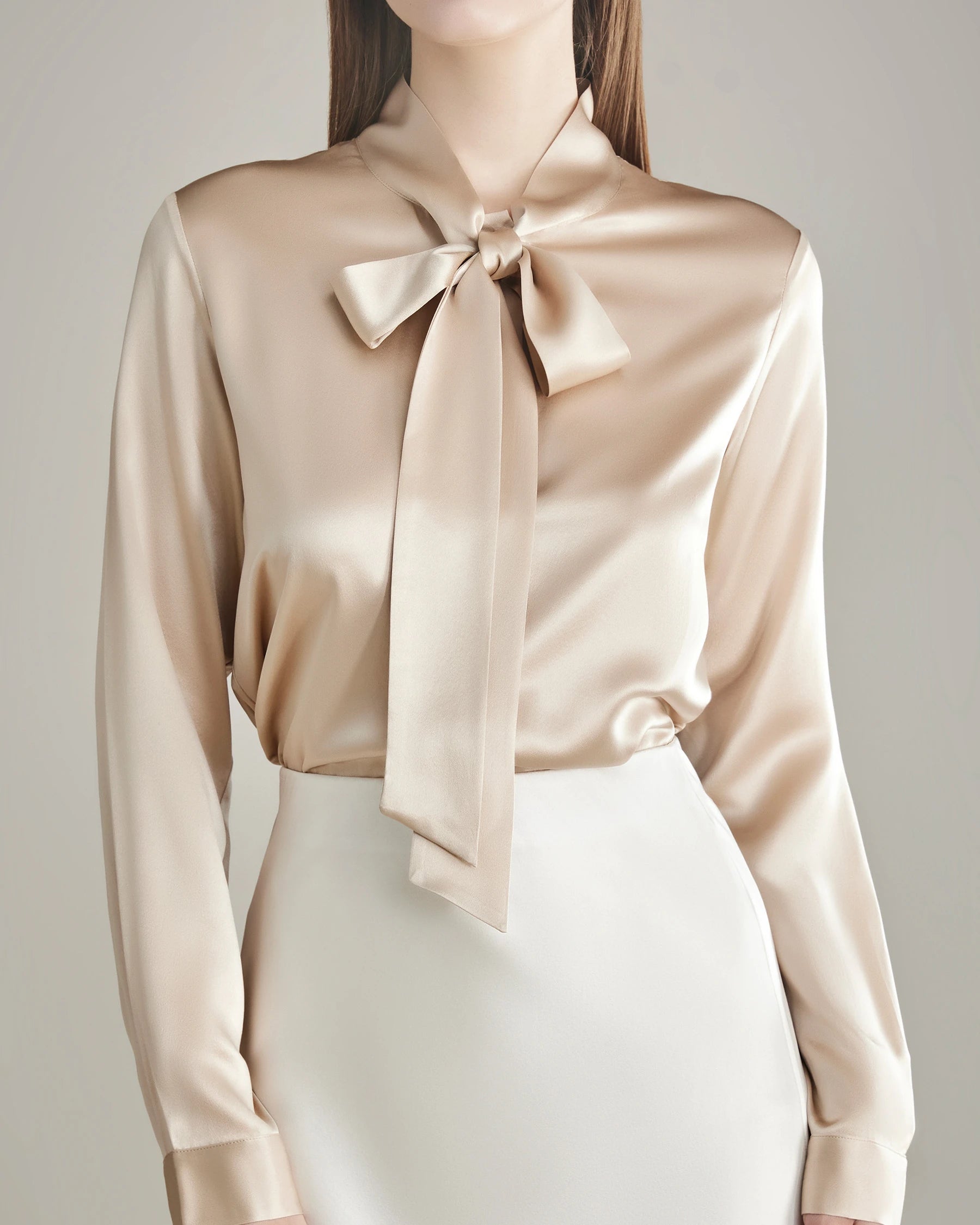 Elegant Silk Bow Tie Blouse