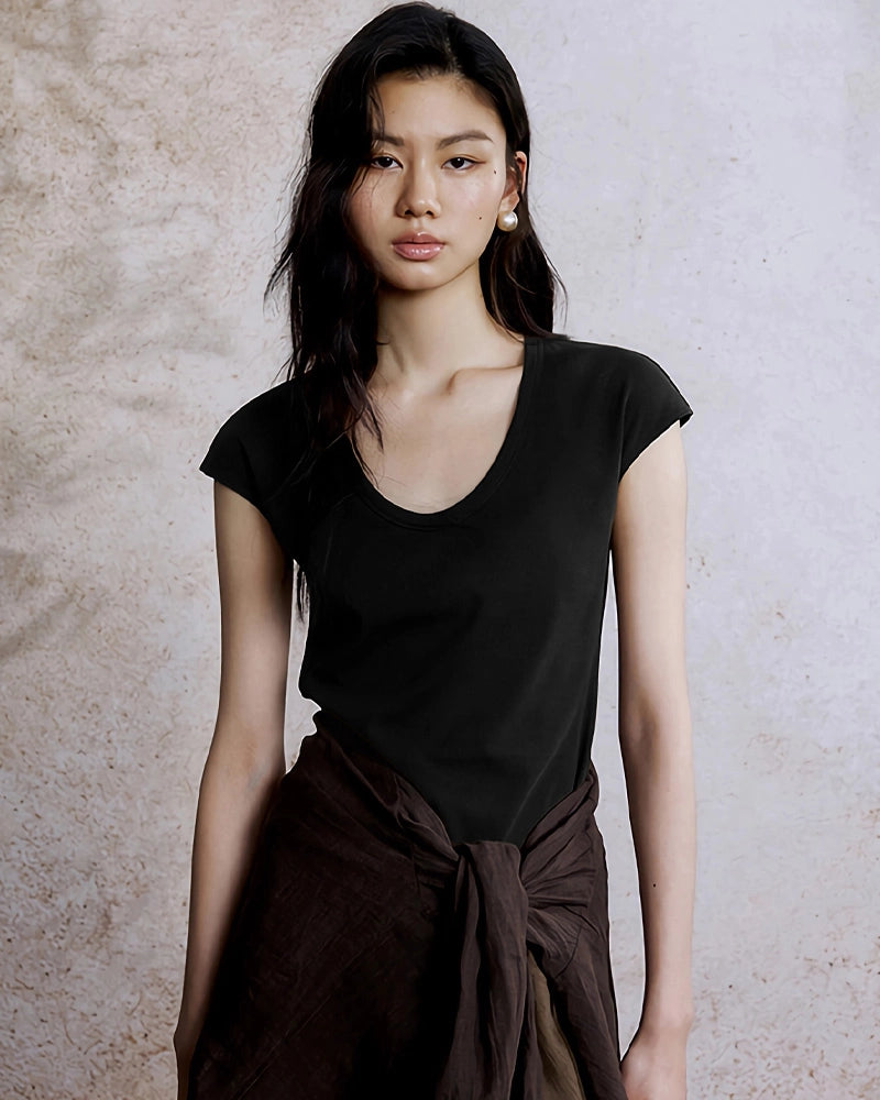 Women's Slim Fit Silk Cap Sleeve Tee