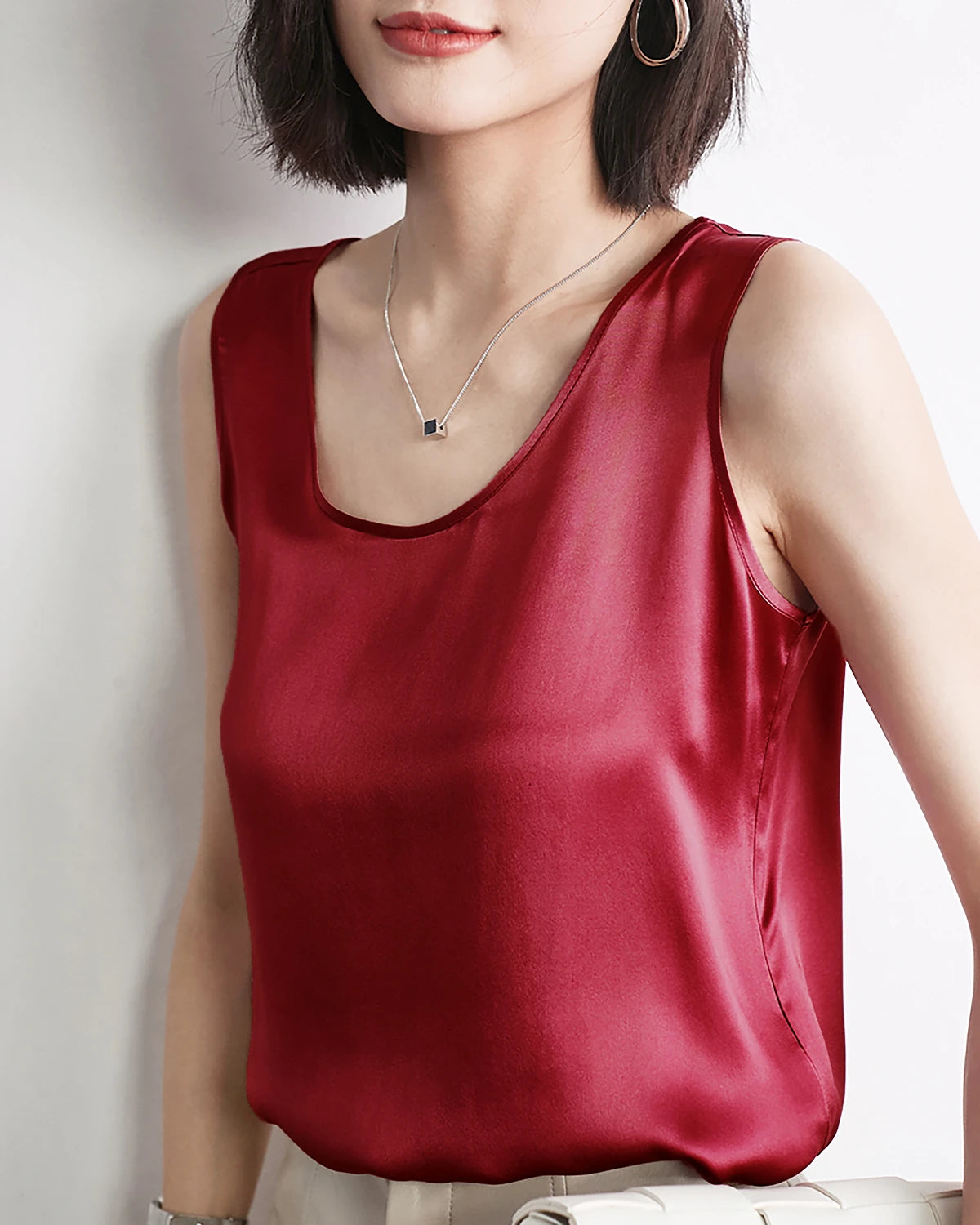 Round Neck Silk Shell Tank