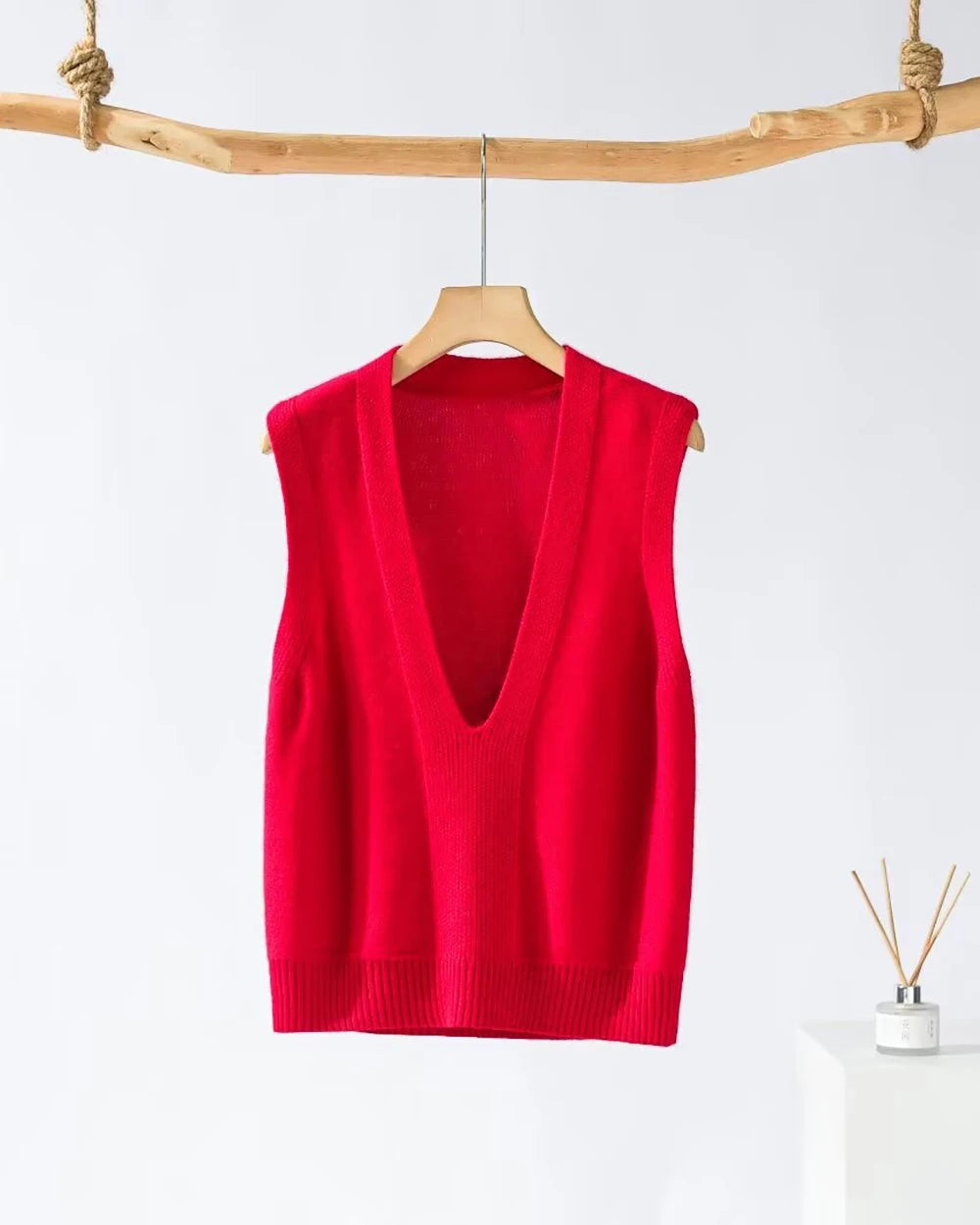 Deep V Neck Cashmere Vest