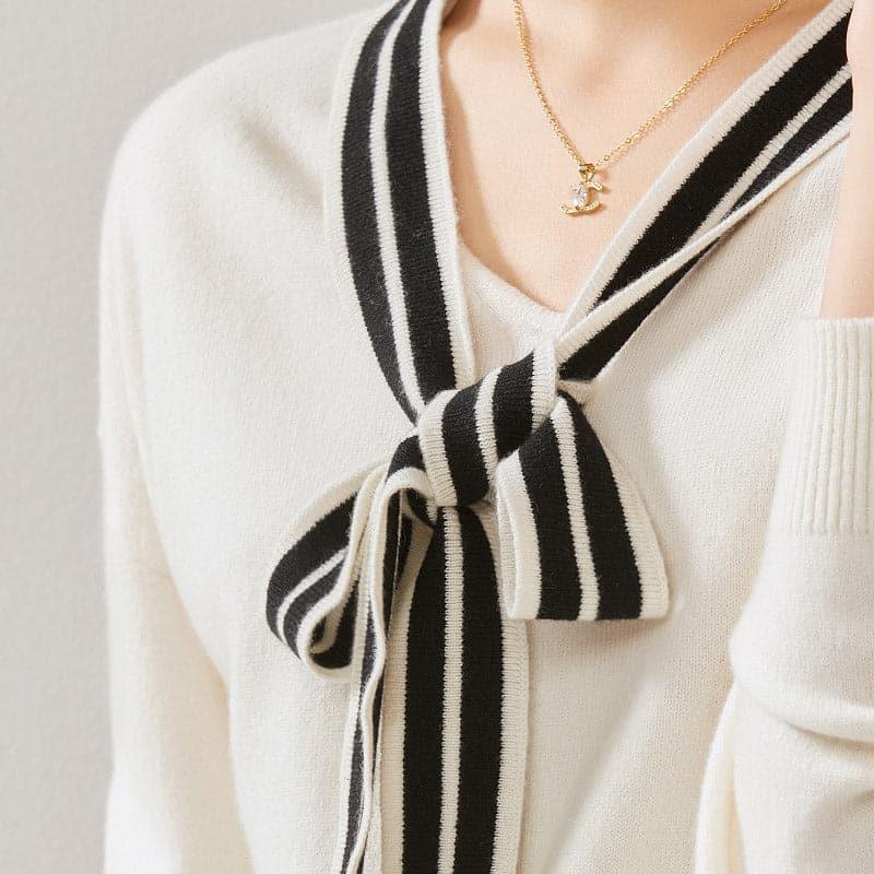 Elegant Ribbon Cashmere Sweater