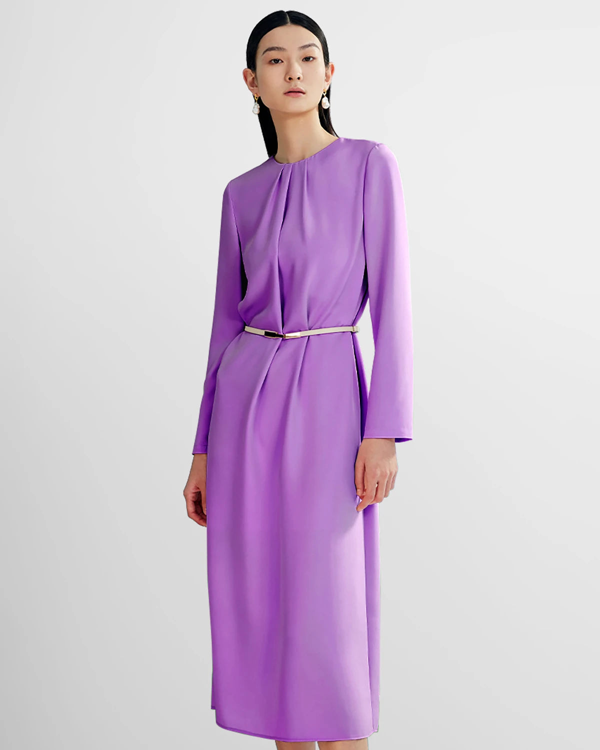 Ladies Basic Silk Dress With Back Slit