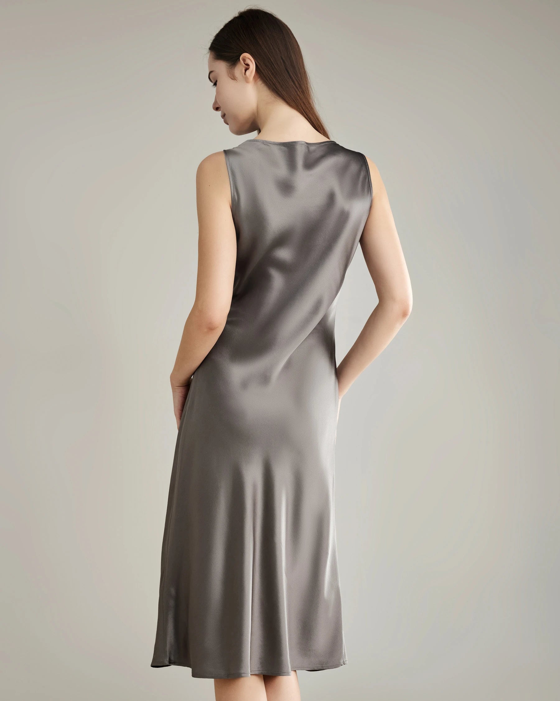 Silk Dresses with Asymmetrical Cowl Neck