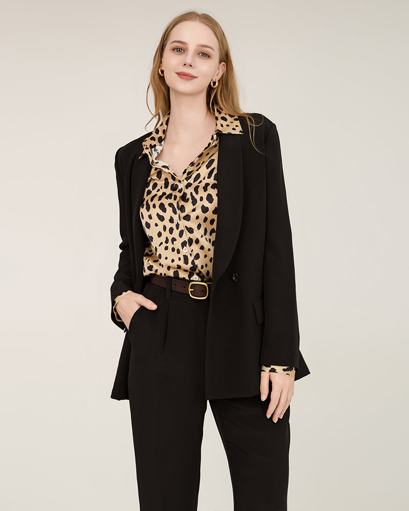 Leopard Print Silk Shirt For Women