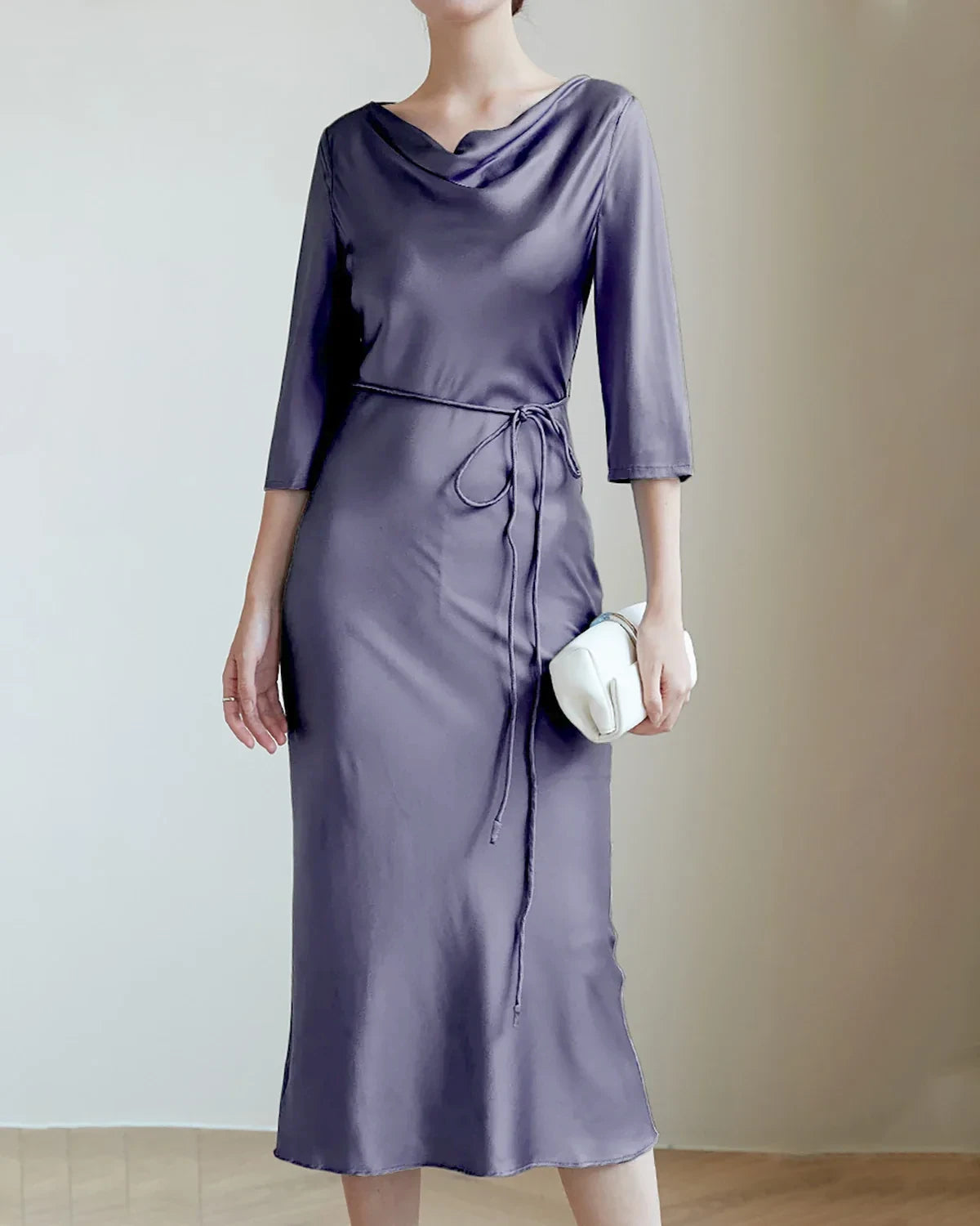 30Momme Silk Cowl Neck Dresses