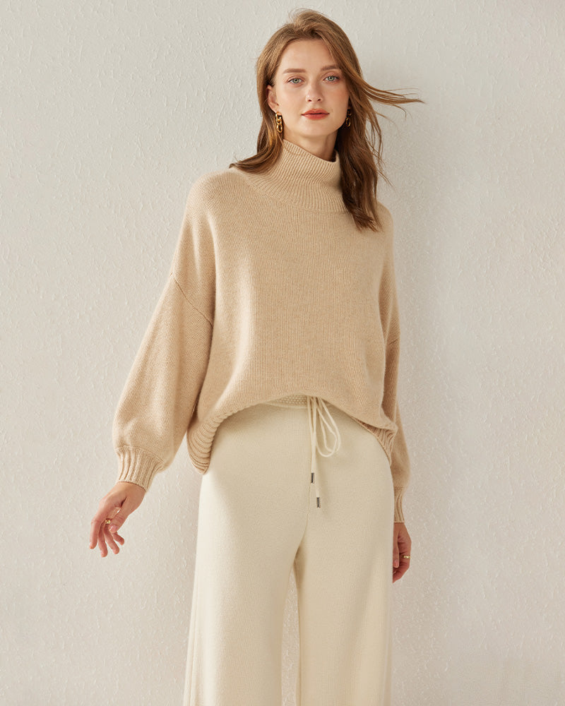 Luxe Oversized Cashmere Turtleneck Sweater