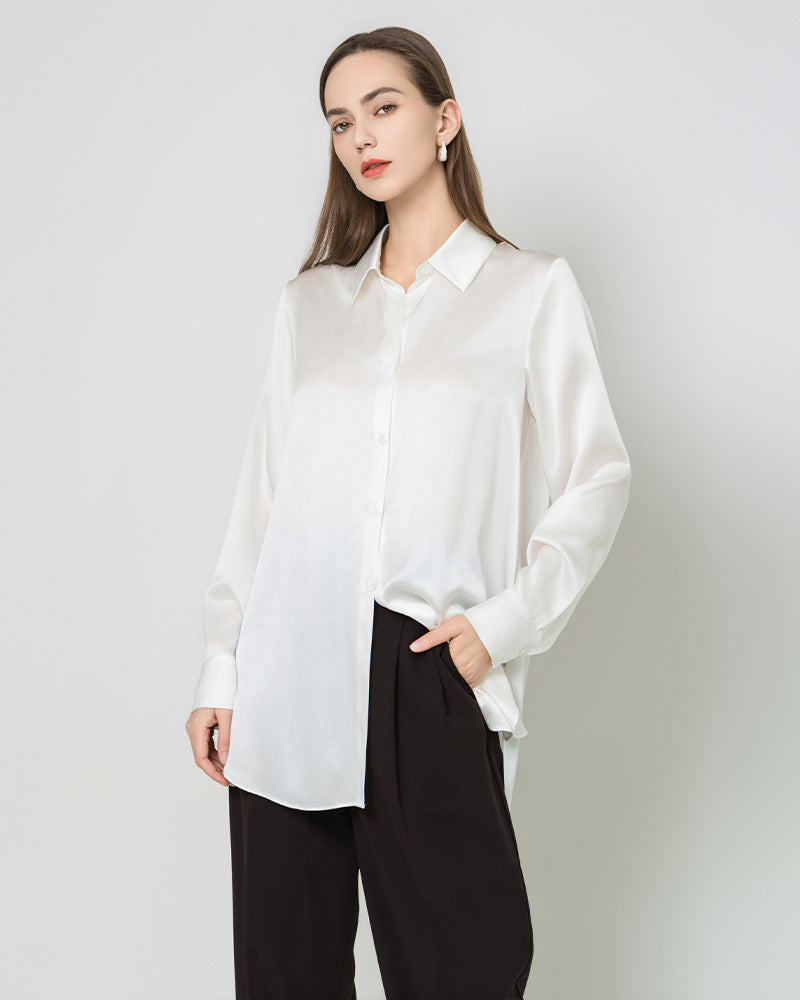 Oversized Button Up Silk Shirt