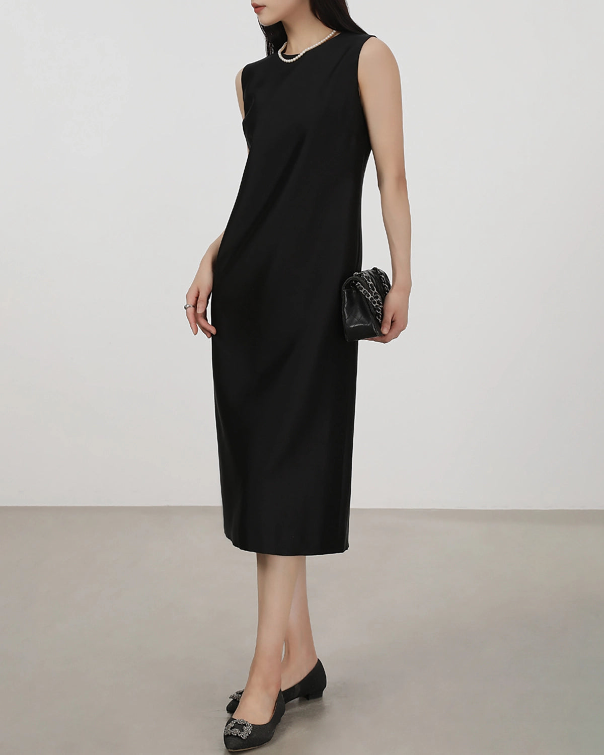 40 Momme Silk Sleeveless Midi Dress