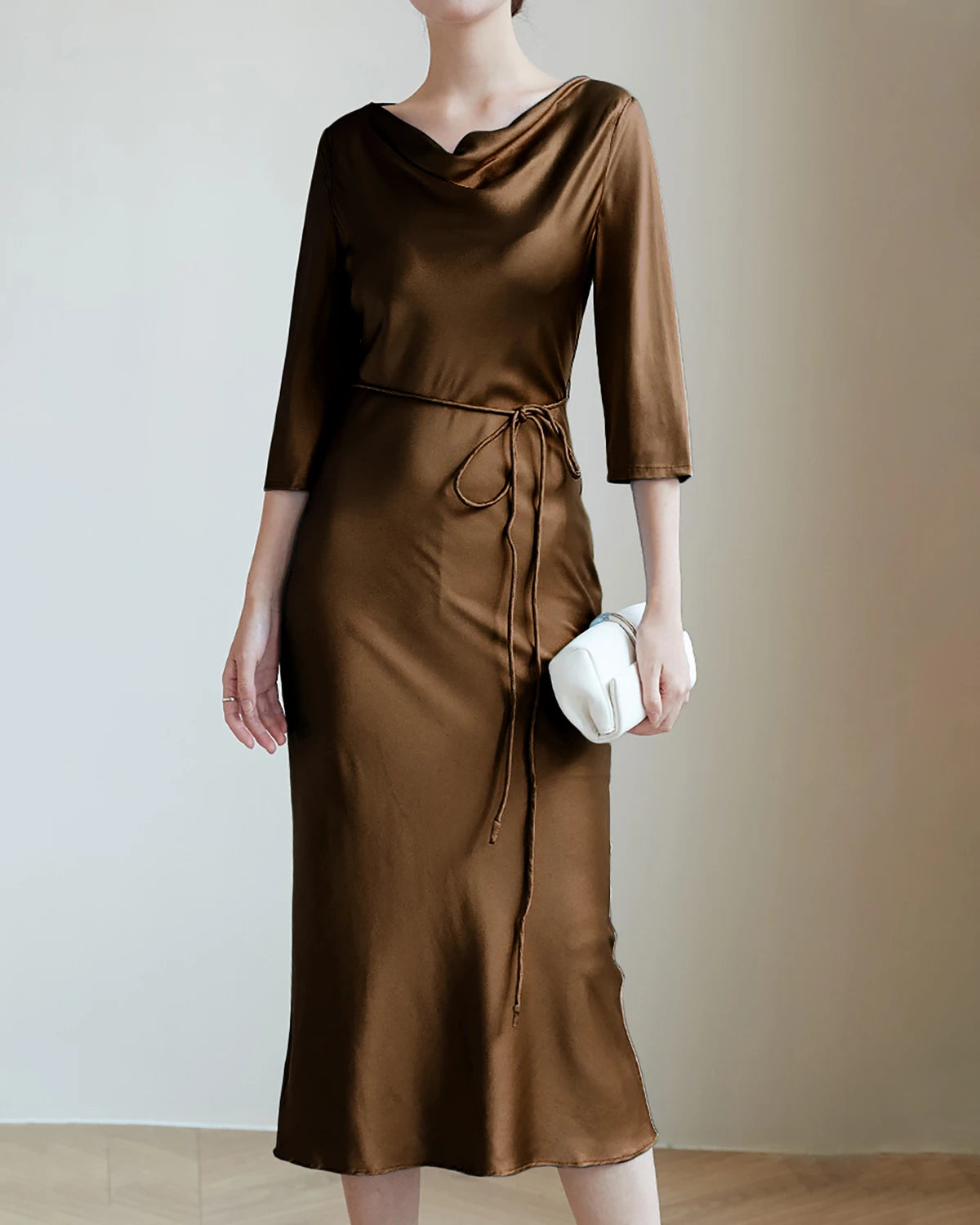 30Momme Silk Cowl Neck Dresses