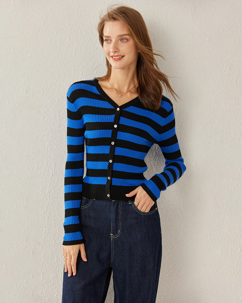 Classic Stripe V-Neck Cardigan