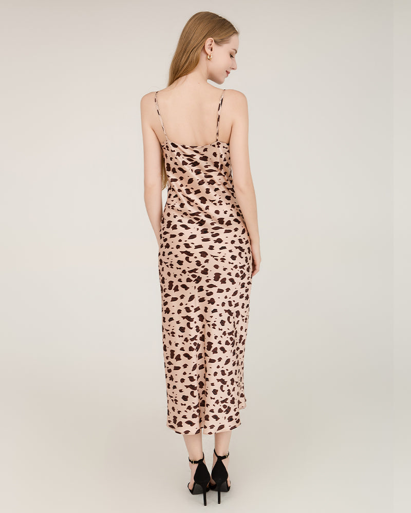 Leopard Print Maxi Silk Dresses